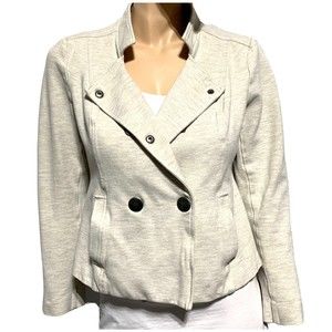 Cabi Charlie Double Breasted Moto Style Jacket size M medium Style 3028 Oatmeal